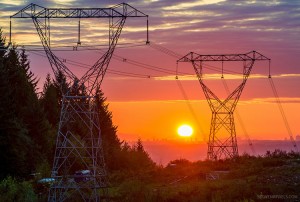 réseau électrique levé soleil